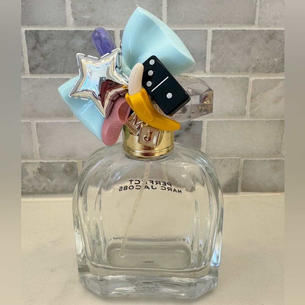 Marc Jacobs Perfect EMPTY Clear Glass Perfume Bottle Cherry Cat Shoe Star Banana